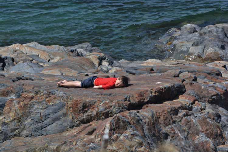 boy on rocks